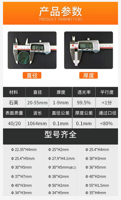 保護鏡片參數型號--lwmlaser