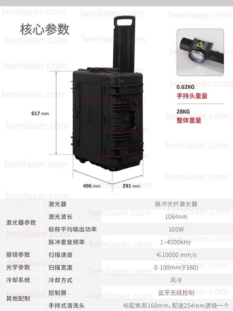 便攜式手持激光清洗機技術參數